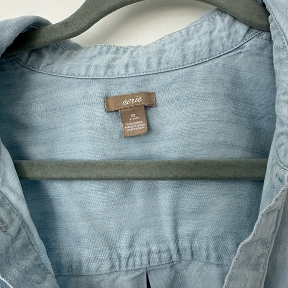 Aerie Blue Jean Light Blue Button-Up Shirt - Picture 4 of 4